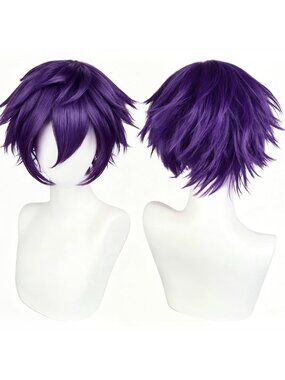 Men's Dark purple Synthetic Fiber Short Blonde Golden Cosplay Modern Wigs
